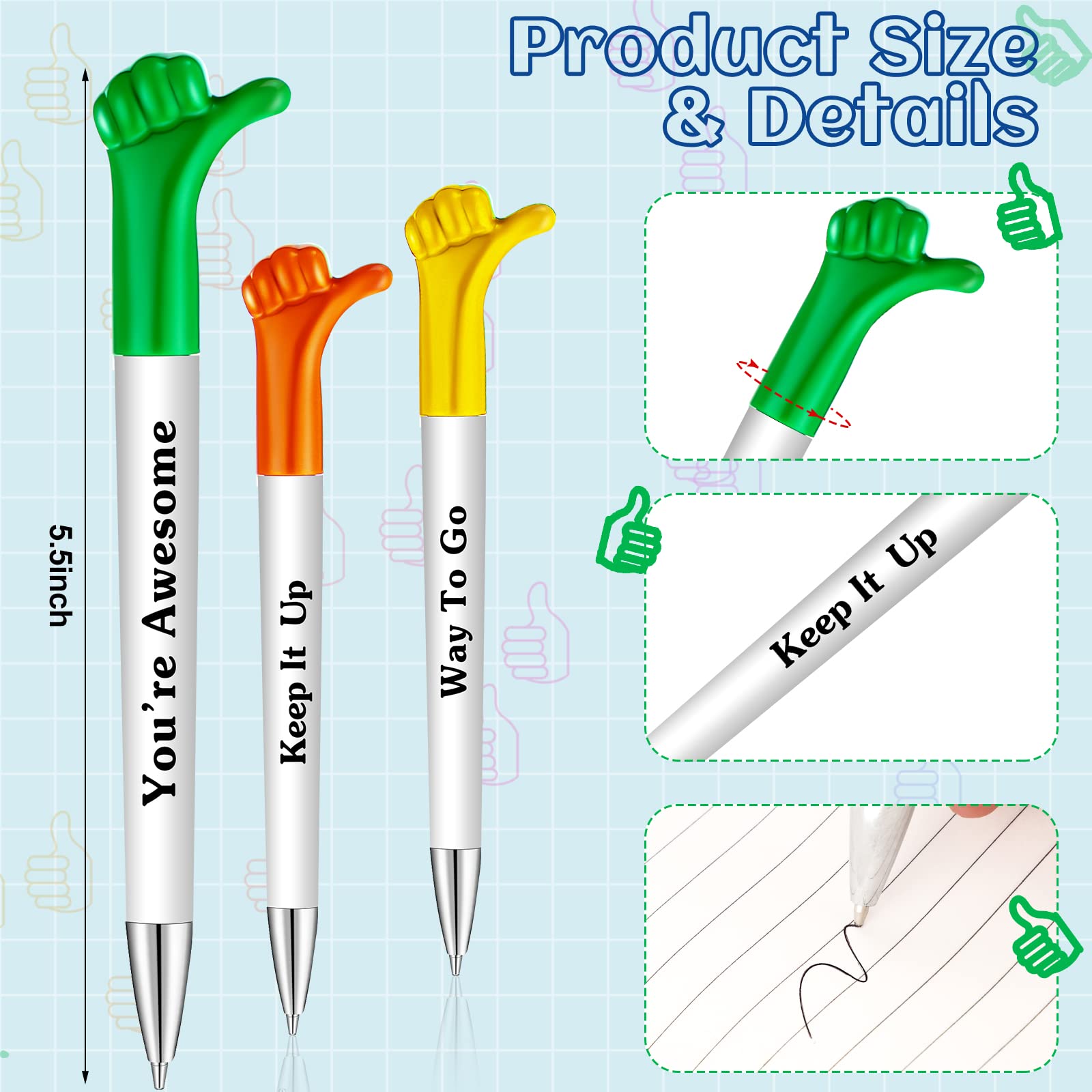 Woanger 54 Pieces Thank You Pens Thumb up Pens Employee Appreciation Gifts