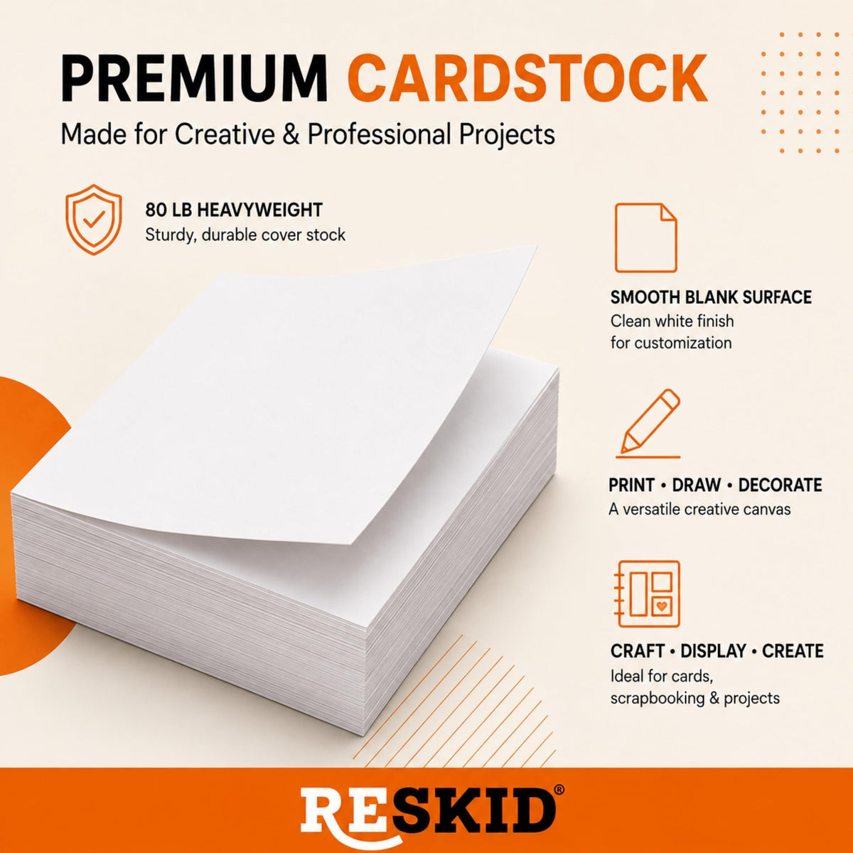 Reskid Heavyweight Index Cards on 80lb Cardstock – 12x18, 200 Sheets