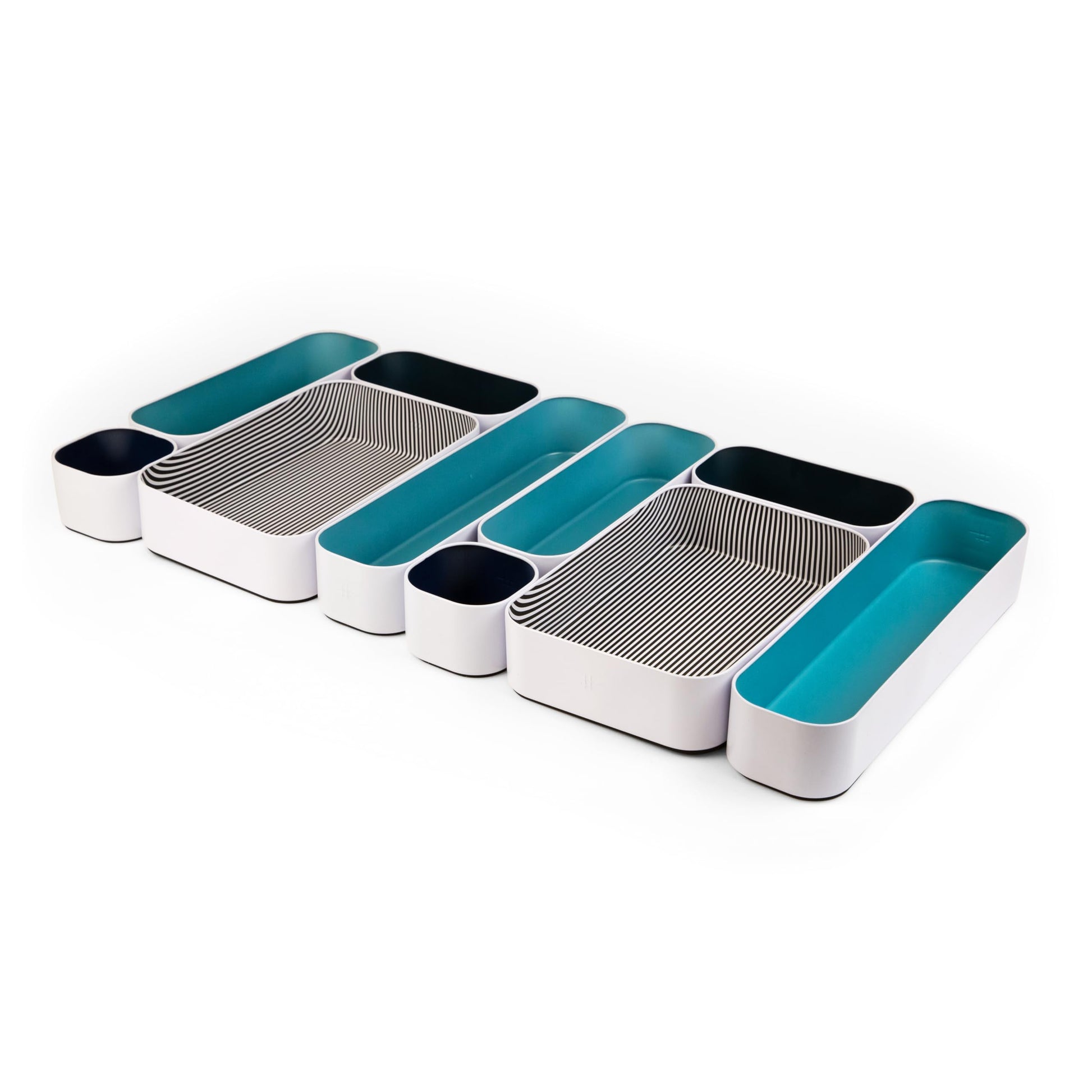 Three by Three Seattle Metal Drawer Organizer Tray Set, 10-Pc (Assorted)