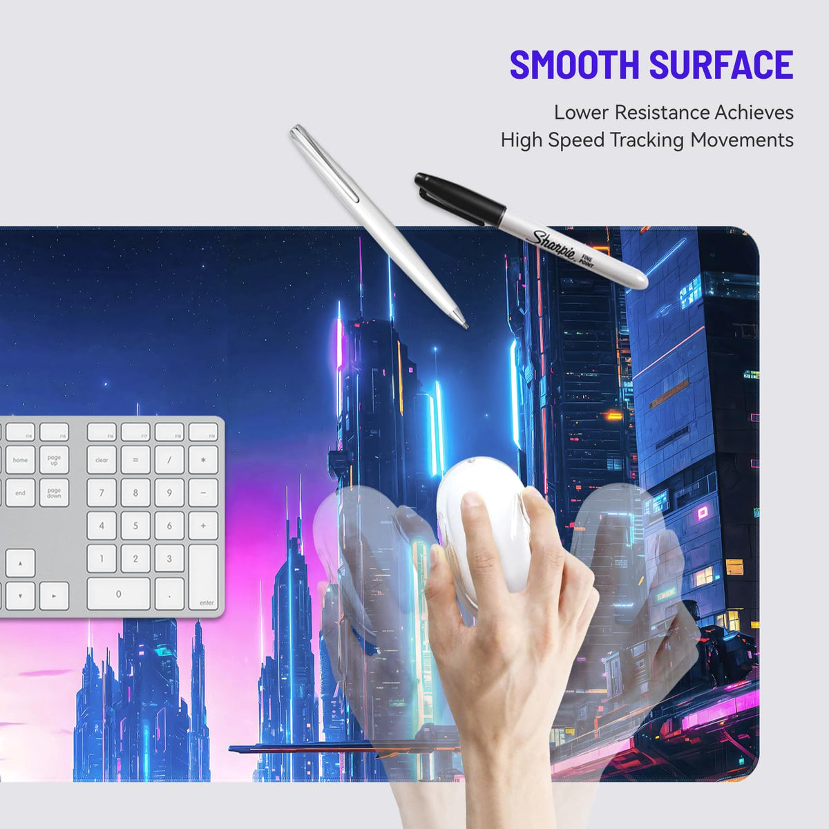 Stanoha Cute Desk Mat for Keyboard Desktop Extra Large Mouse Pad, City