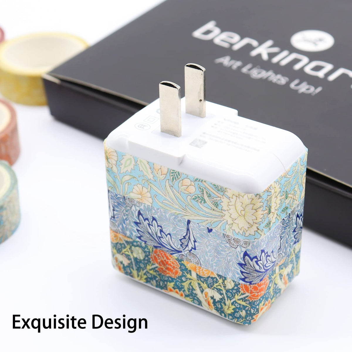 Berkin Arts 12 Rolls Art Floral Designs Washi Tape Set - 15 mm Wide Decorative Adhesive Masking