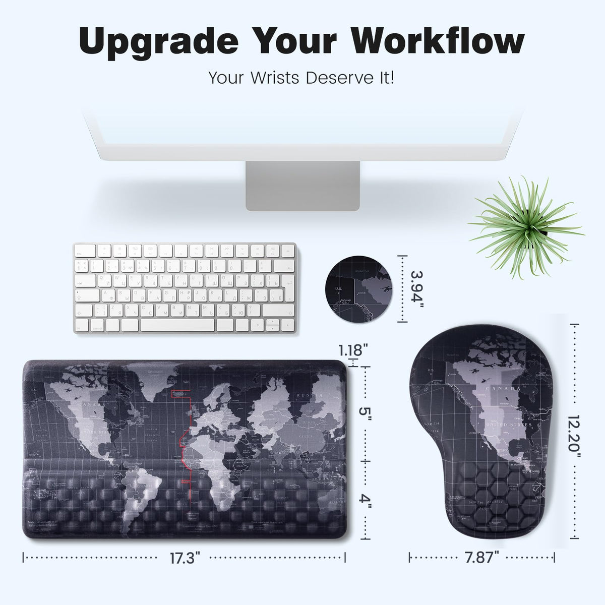 Ospelelf Ergonomic Mouse Pad and Keyboard Stand Wrist Rest Set, Memory Foam Comfort, Pain Relief
