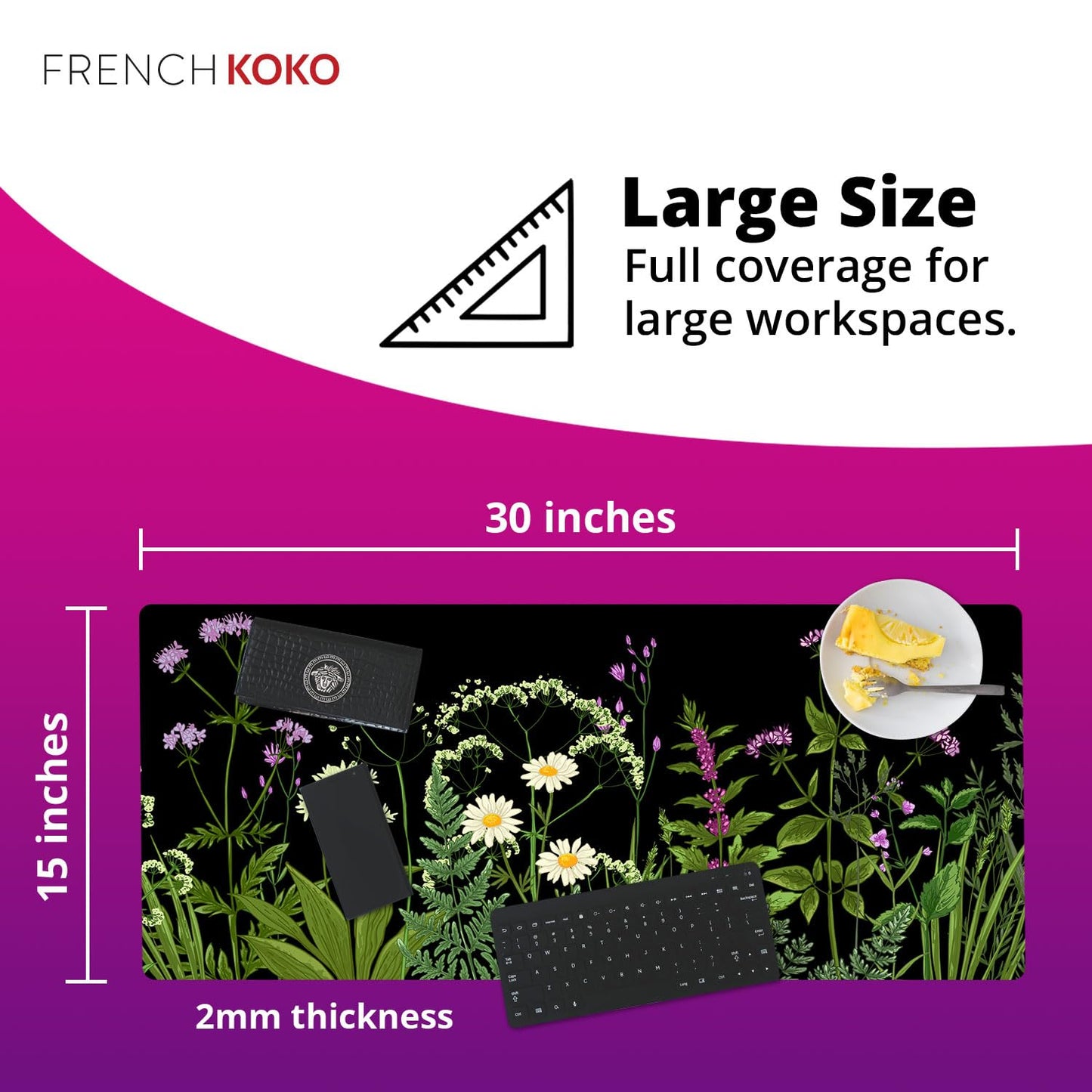 French KOKO Desk Mat, Large Desk Pad Large Mouse Pad Cute Desk Accessories Home Office Essentials