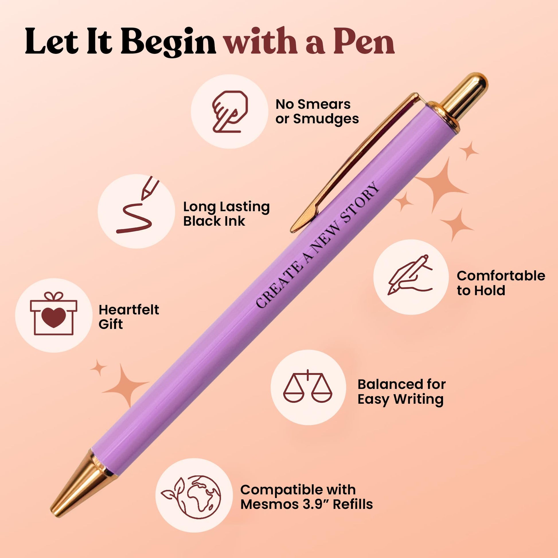 MESMOS New Beginnings Gifts for Women, 3pk Fancy Ballpoint Pen Set, Divorce Going Away Break Up