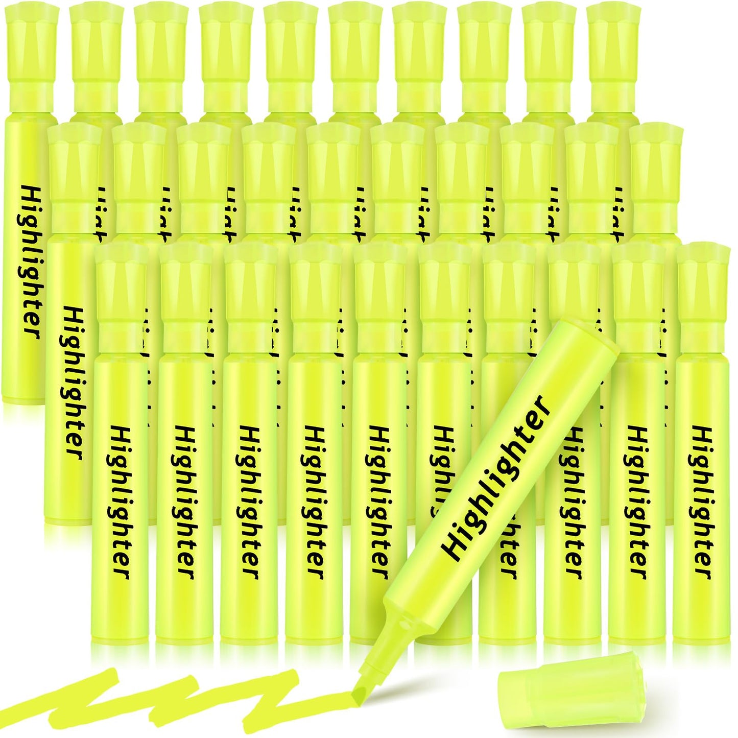 Qilery 30 Pack Tank Highlighters Bulk, Chisel Tip Markers,Yellow