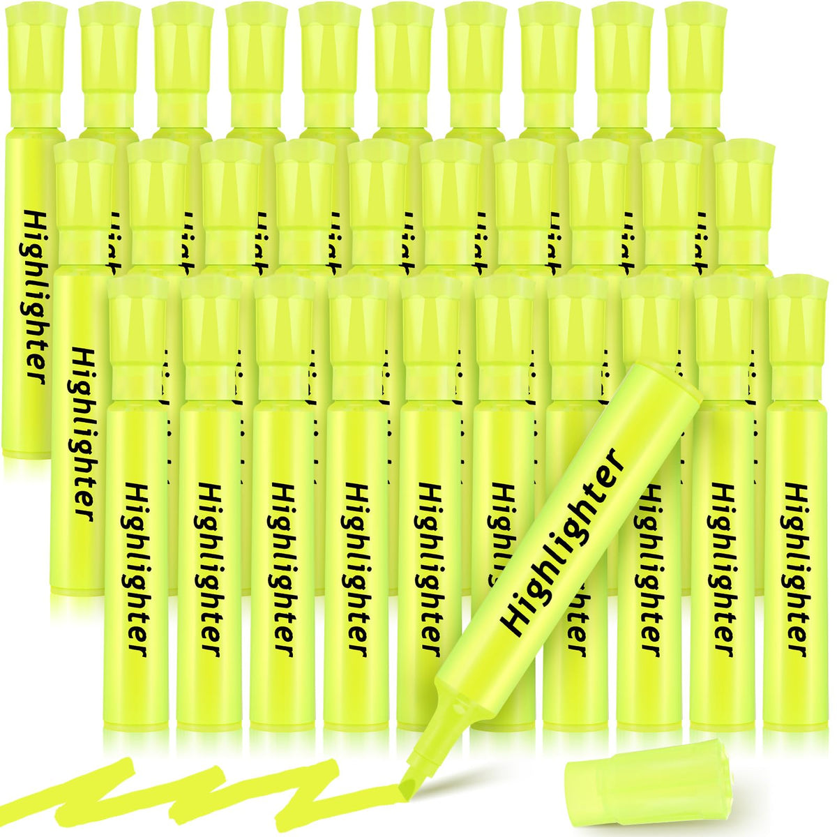 Qilery 30 Pack Tank Highlighters Bulk, Chisel Tip Markers,Yellow