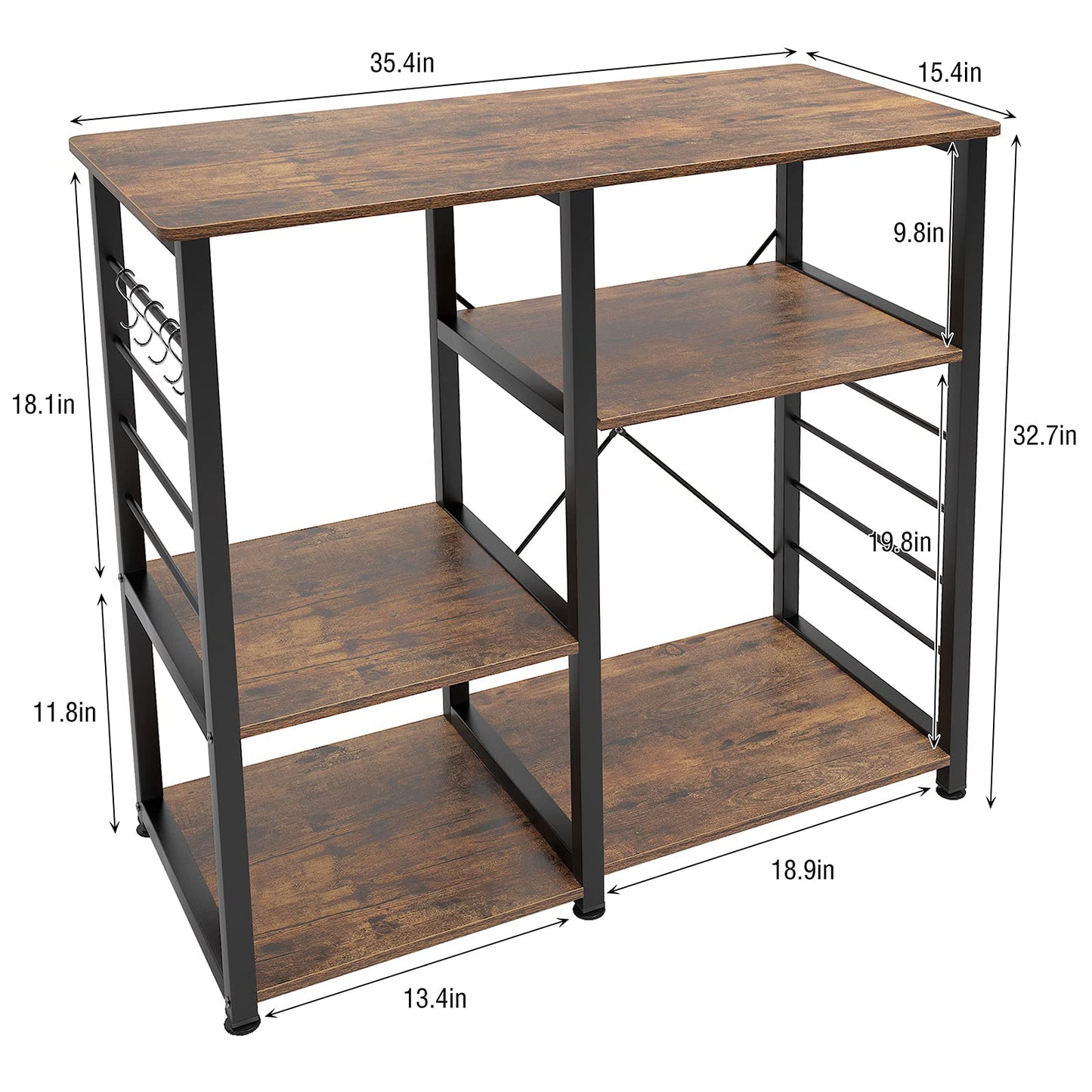 DlandHome Microwave Cart Stand 35.4 inches, Kitchen Baker's Rack Utility Storage Shelf Microwave