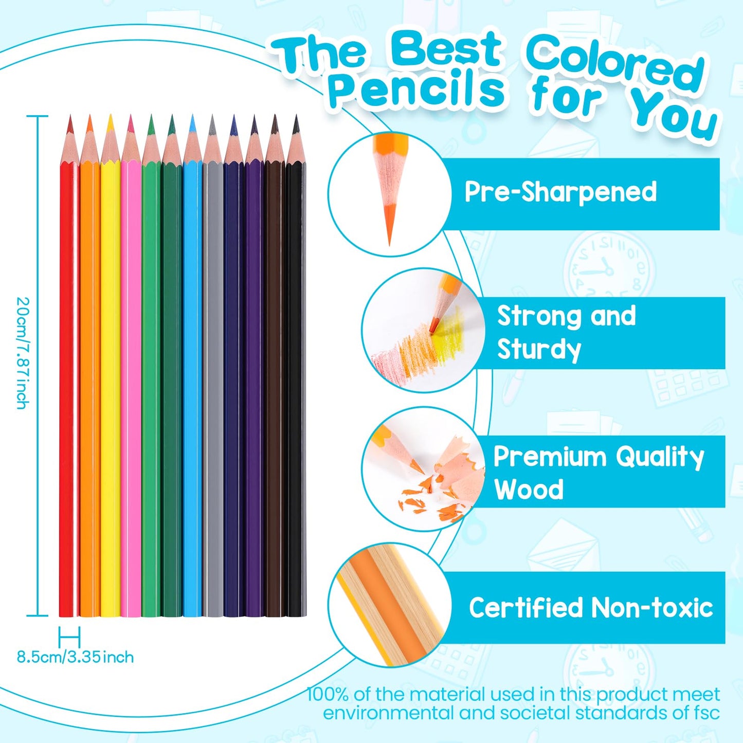 144 Count Colored Pencils for Kids, 12 Packs Colored Pencils Bulk 12 Colors