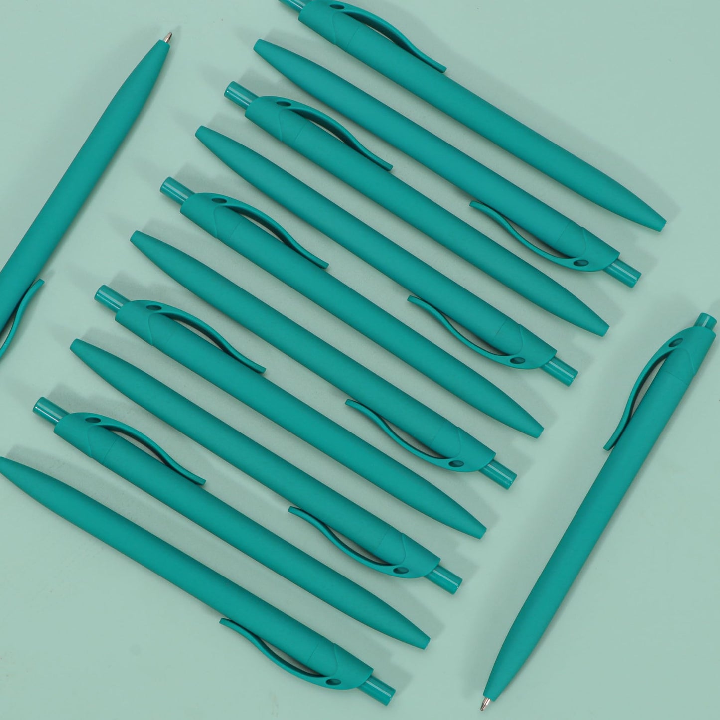deegtran Pens Bulk, 200 Pack No Bleed Teal Blue Barrel Click Pens, Wholesale Retractable Ballpoint