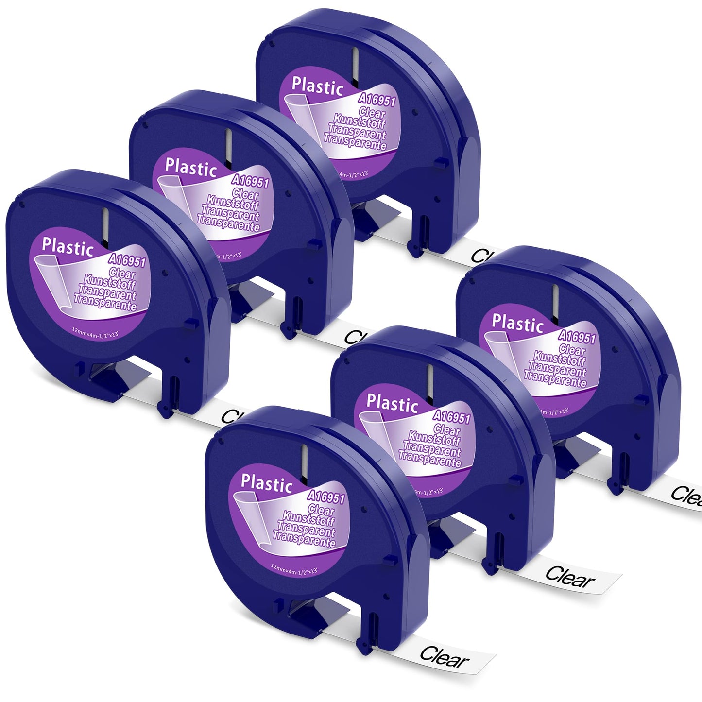 6 x Compatible with Dymo Label Maker Refills Clear Transparent 1/2'' x 13'