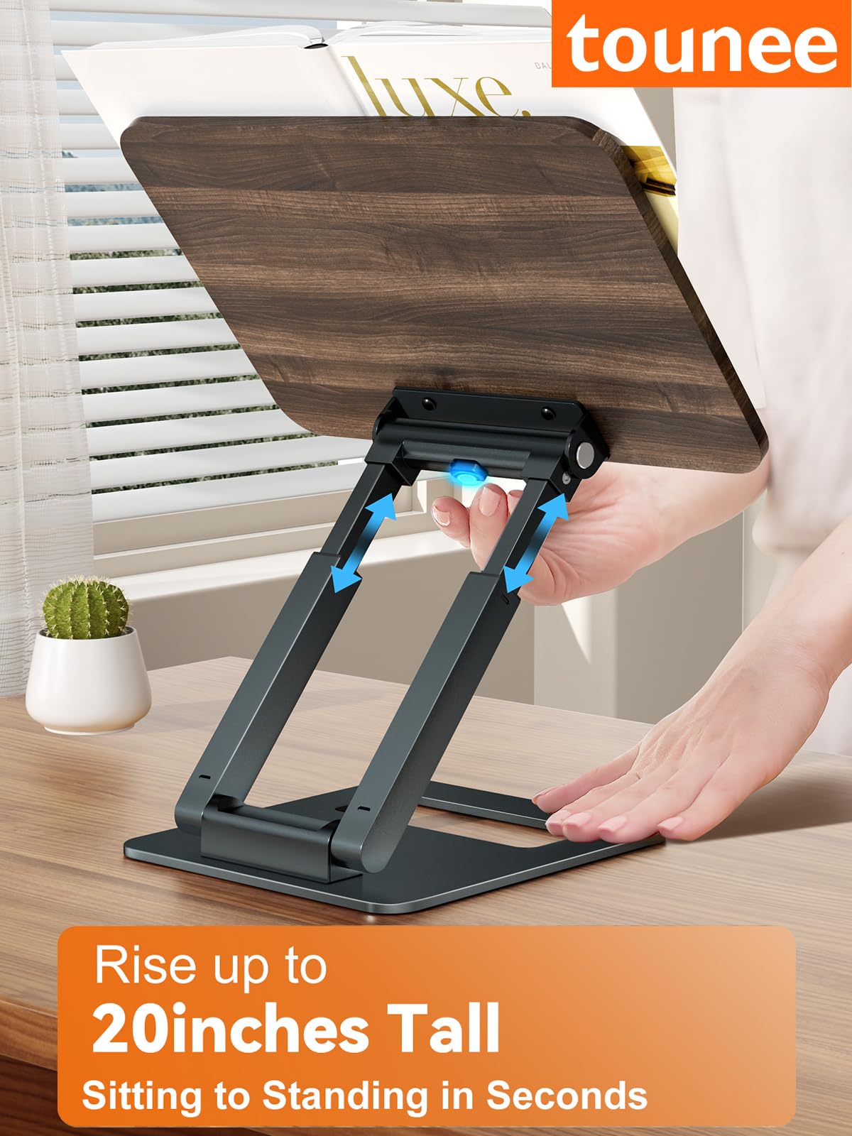 Tounee Book Stand, Telescopic Book Holder Stand, Adjustable Height Pull Out Design Ergonomic