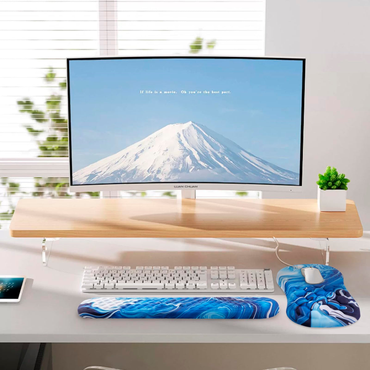 Laokiiy Ergonomic Mouse Pad & Keyboard Wrist Rest Set, Memory Foam