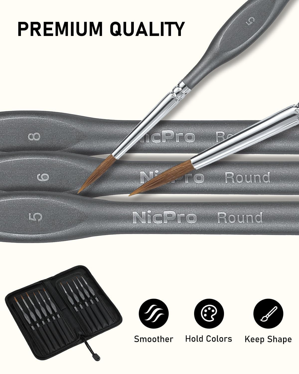 Nicpro Kolinsky Sable Miniature Paint Brushes, 11PCS Fine Detail Brush Set
