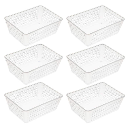 YBM Home 6-Pack Small Plastic Storage Baskets for Home Junk Drawers and Office Desktop Drawers