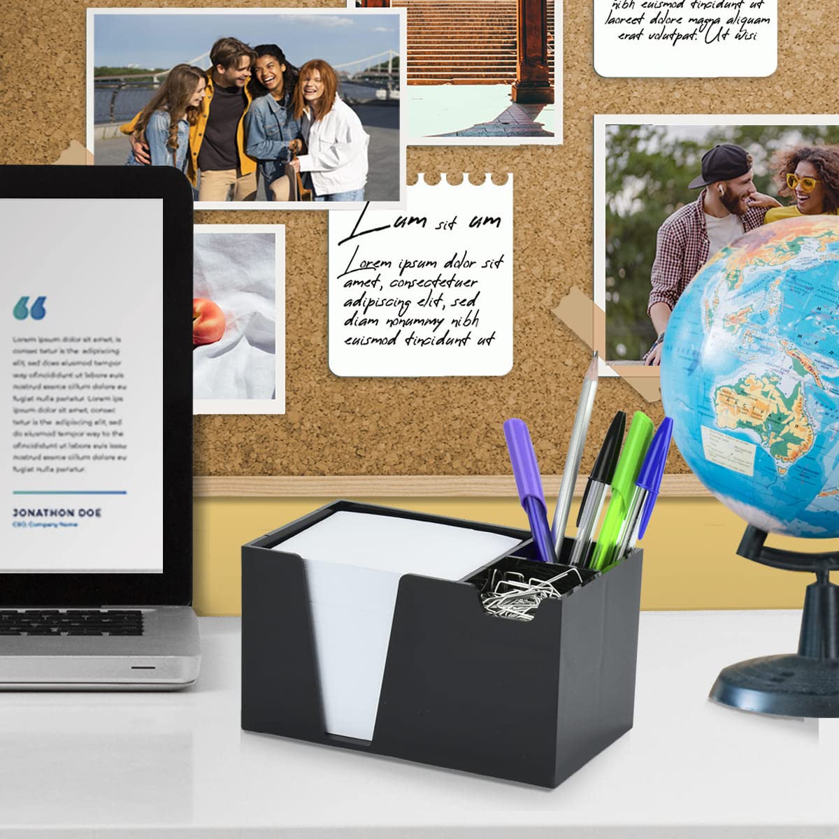 Acrimet Desktop Organizer Pencil, Pen, Paper, Clip, Caddy Holder (Plastic) (White Paper Included)