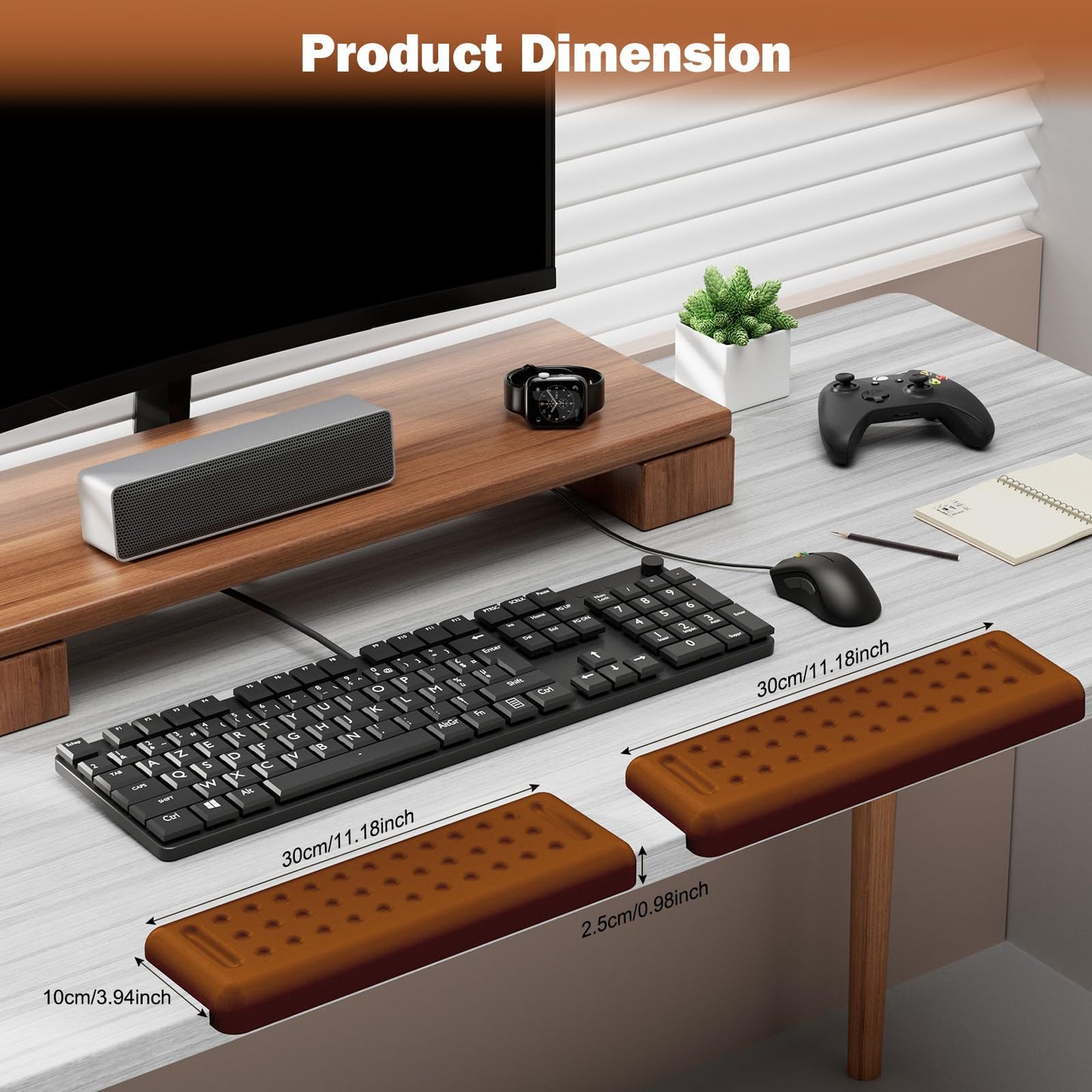 Leolee L-Shaped Desk Elbow Pads for Desk, Brown Arm Rest for Desk
