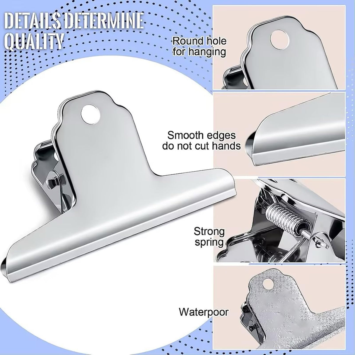 Large Bull Paper Clips, 2.95 Inch - 24 Pack, Silver, 75 mm, Stainless Steel Mountain Binder Clips