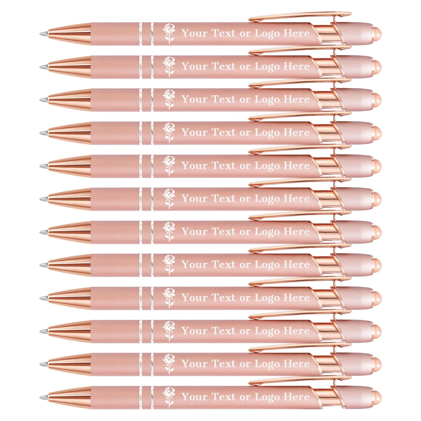 LMJUEJIN Personalized Pens with Name or Logo - Black Ink - 12 pcs Metal Custom Ballpoint Pen with
