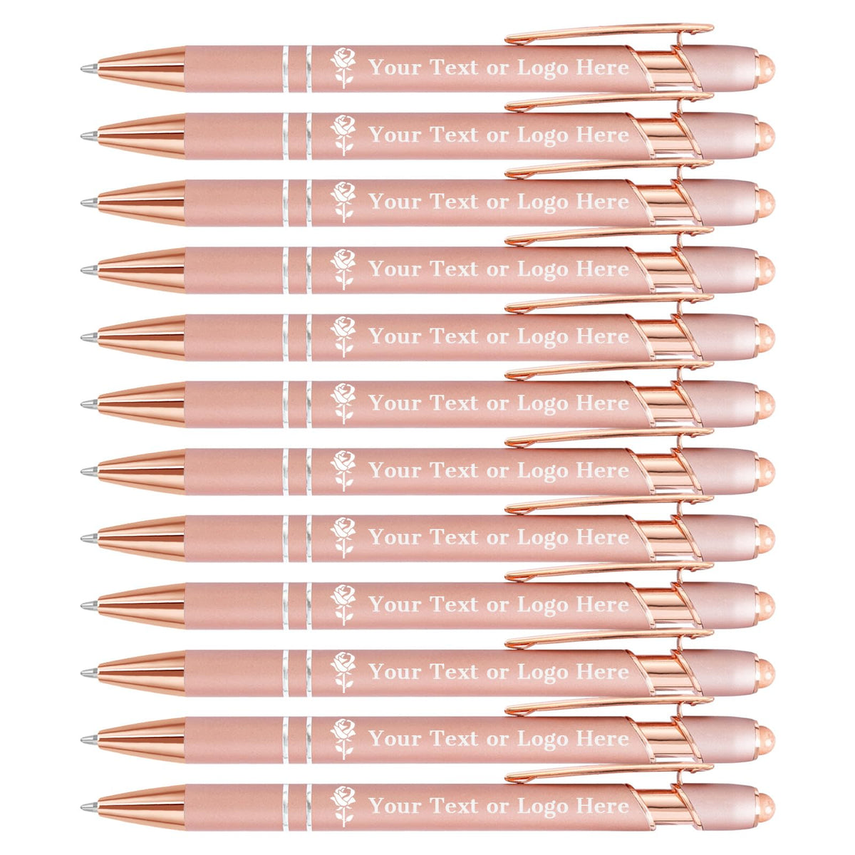 LMJUEJIN Personalized Pens with Name or Logo - Black Ink - 12 pcs Metal Custom Ballpoint Pen with