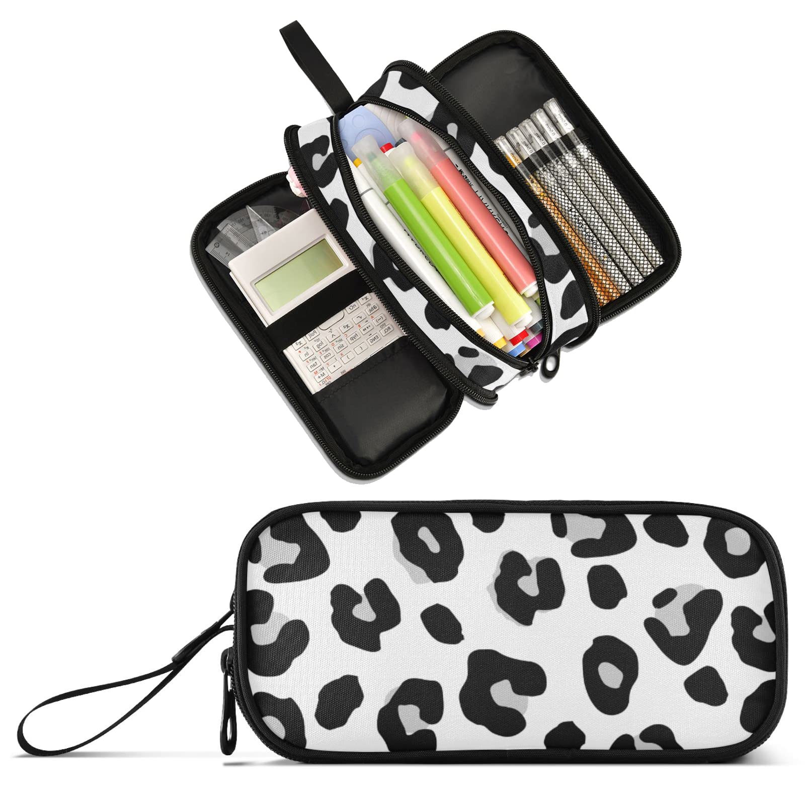 XUWU Leopard Print Large Capacity Pencil Case Pencil Pouch Pen Box