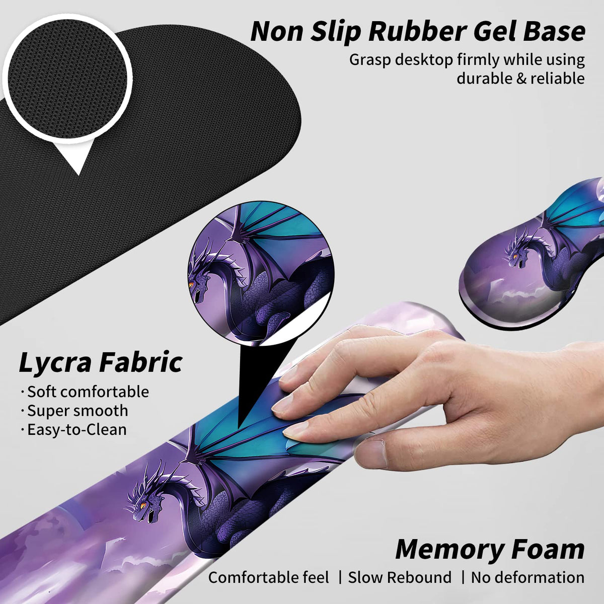 JYCUHTCL Mouse Pad Wrist Support Keyboard Wrist Rest Combo+Cup Coaster [4-in-1], Easy Typing Pain
