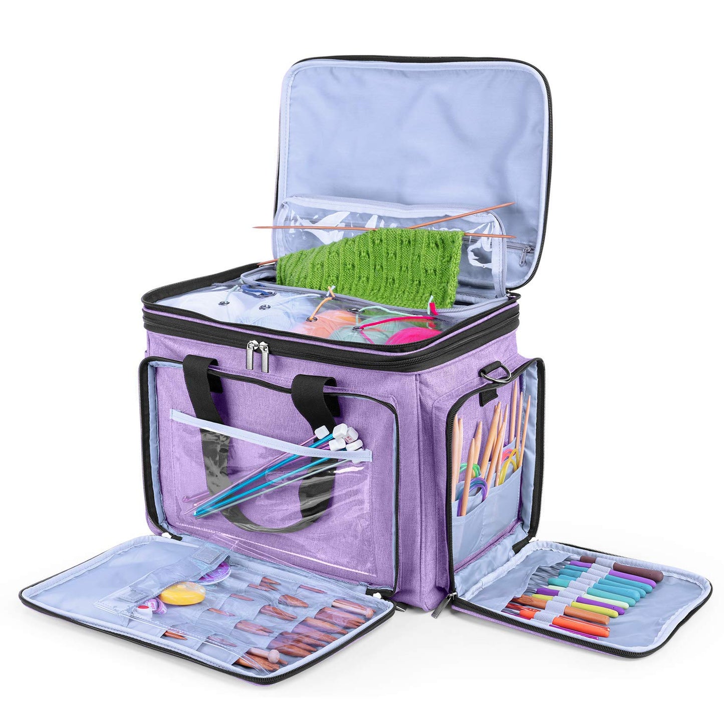 LUXJA Portable Yarn Knitting Storage Tote Bag,Lavender