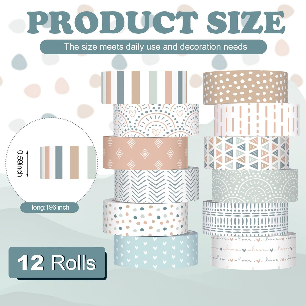 YooNotee 12 Rolls Floral Washi Tape Set,Morandi Tones,Boho