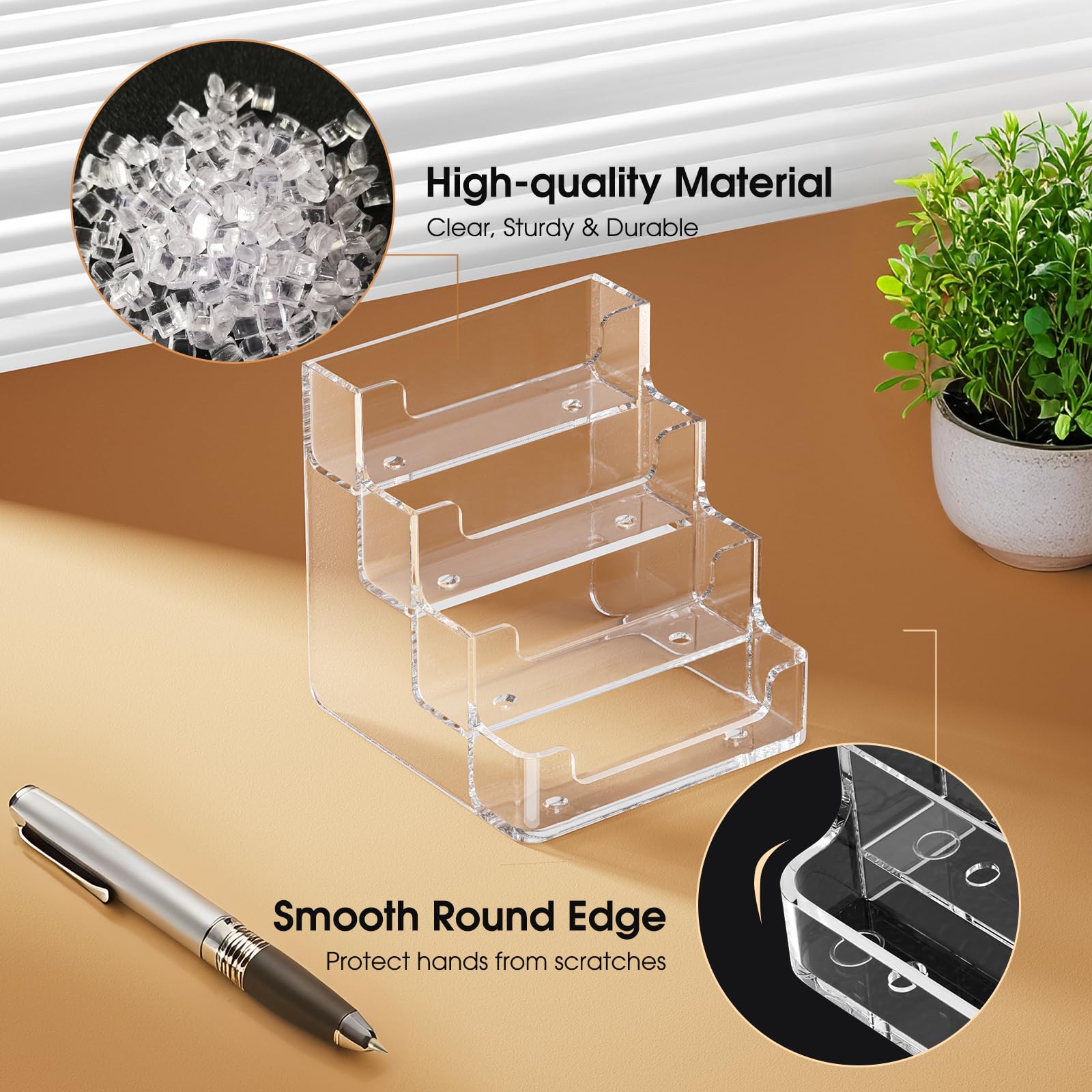 MaxGear Acrylic Business Card Holder, 320 Cards Capacity, 4 Pocket, 4 Pack