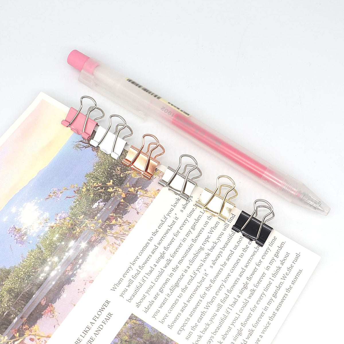 Mini Binder Clips, Paper Clip, Small Paper Clamps 15mm (5/8 inch), 100 Pack Micro Size Office Clips