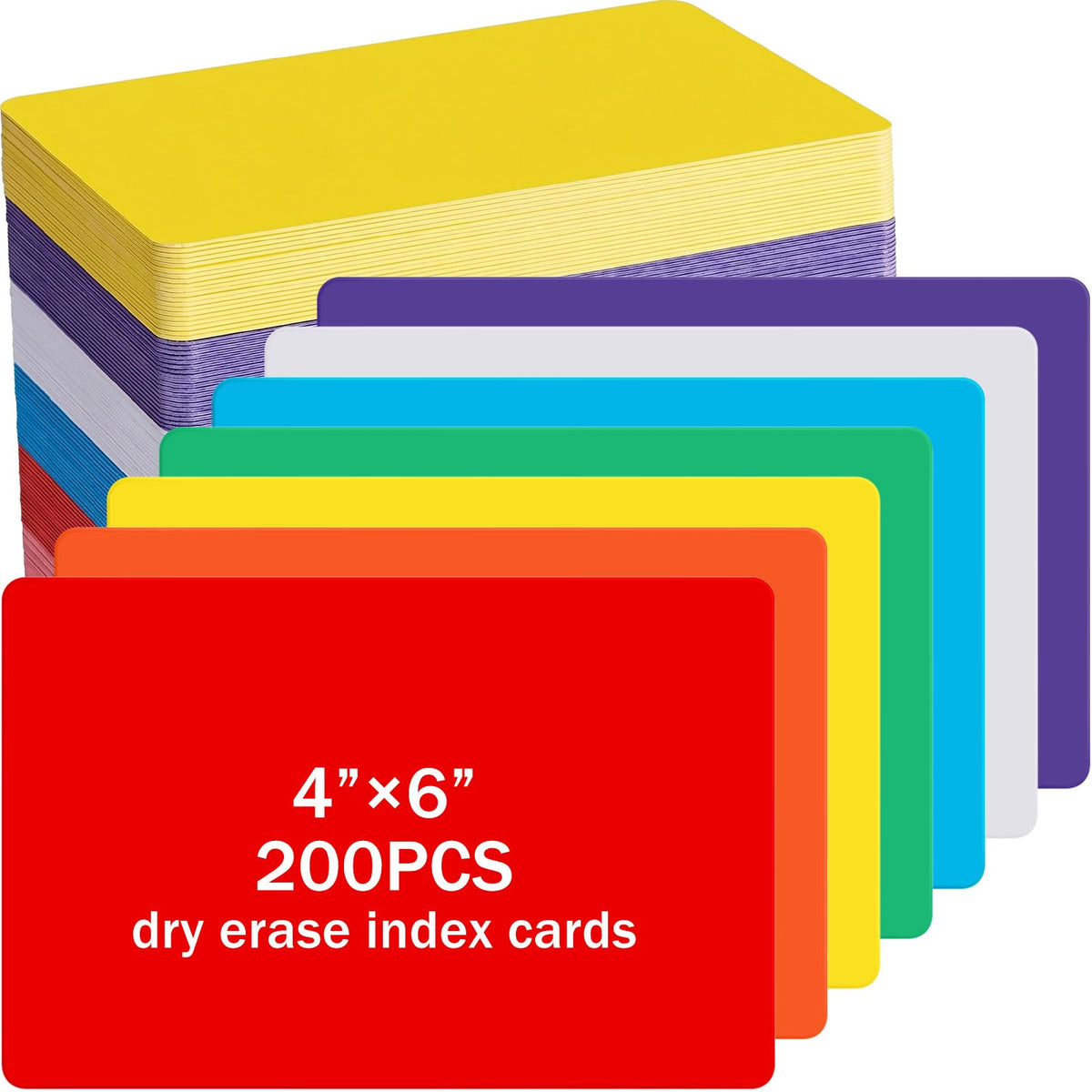 Harloon 200 Pcs Dry Erase Index Cards 4 x 6 Inch, Colorful