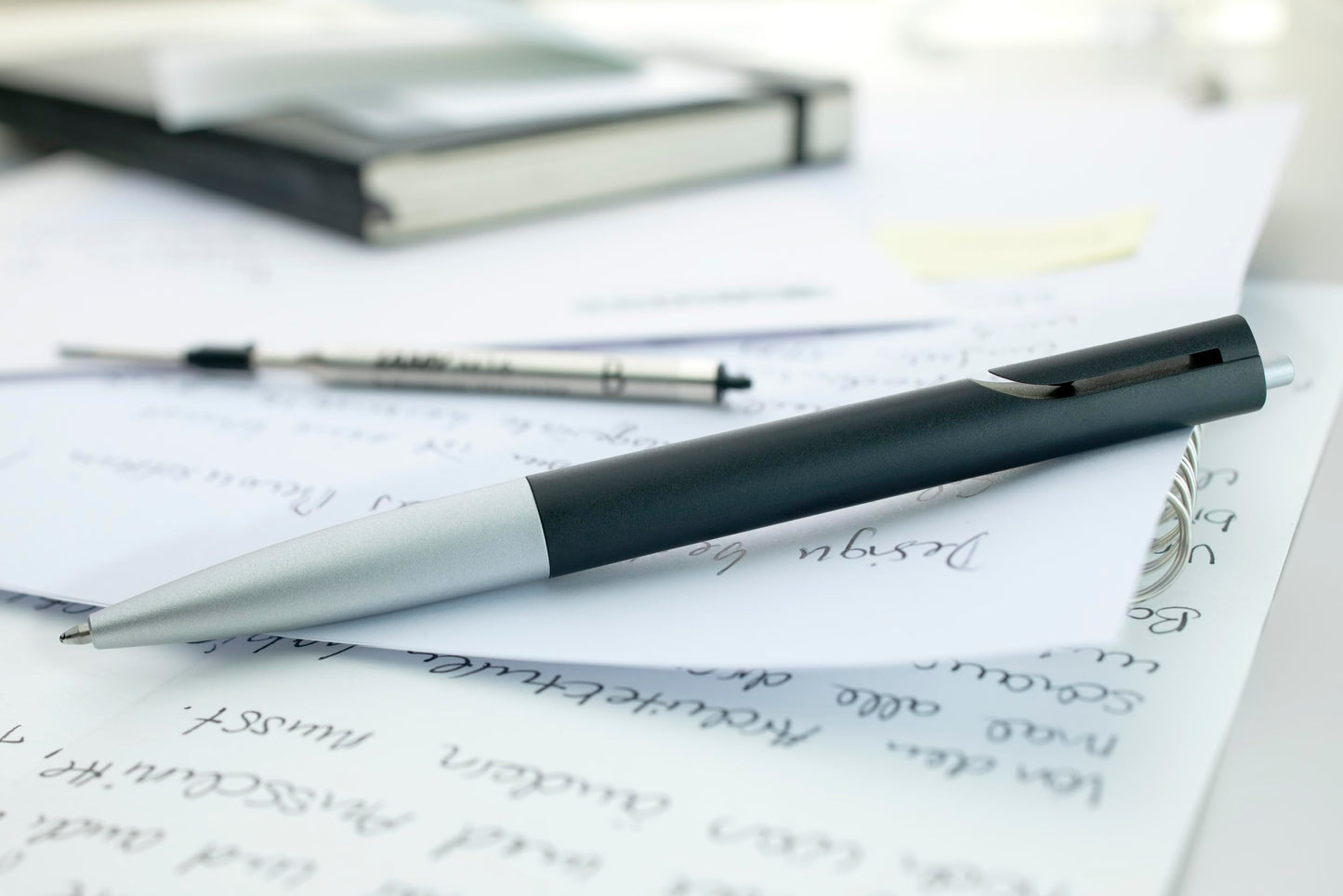 Lamy noto choc ballpoint pen - purist ballpoint pen with triangular plastic barrel - clip emerges
