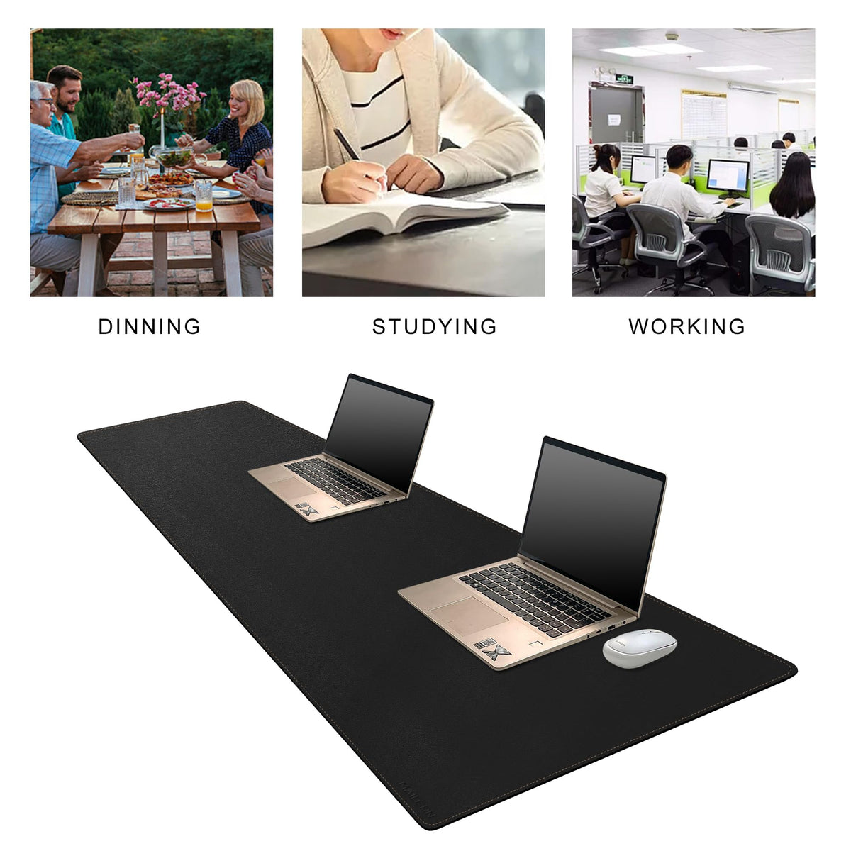 MAIDERN 70.8”x 15.7” Leather Desk Pad, Large Desk Mat, Cork & Leather Large Mouse pad for Desk