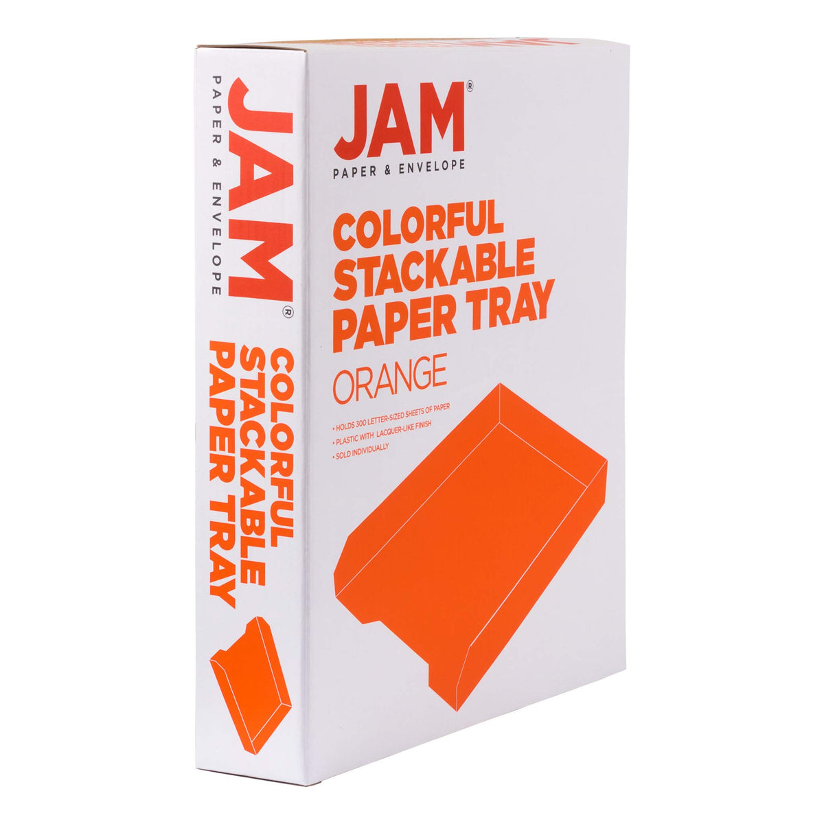 JAM PAPER Stackable Paper Trays - Orange - Desktop Document, Letter, & File Organizer Tray - 2/Pack
