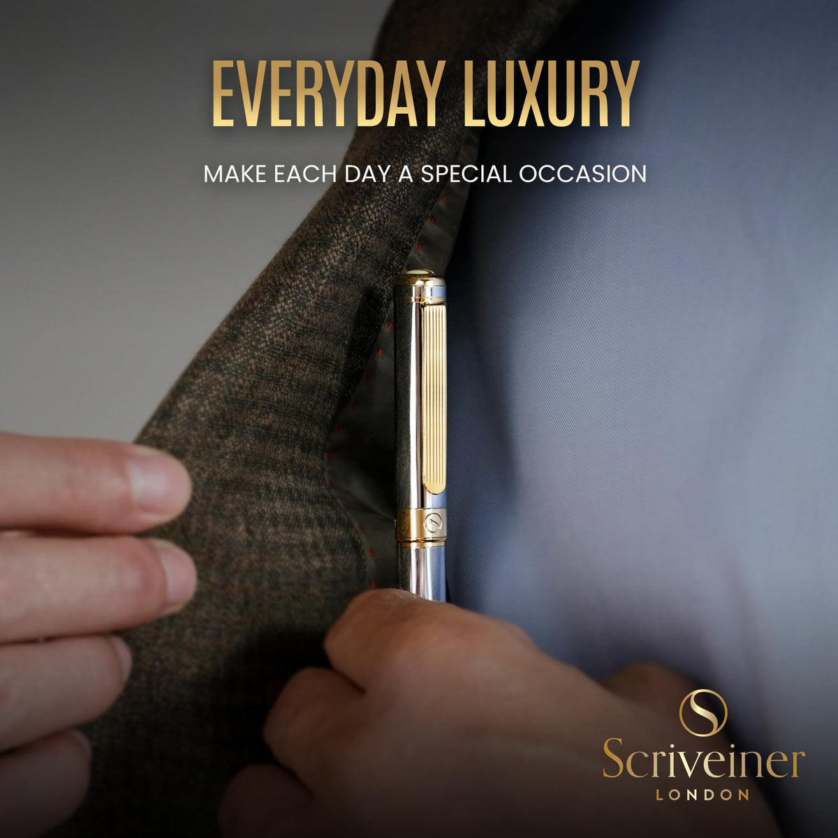 Scriveiner Silver Chrome Ballpoint Pen - Stunning Luxury Pen, Real Gold Plating, Schmidt Black