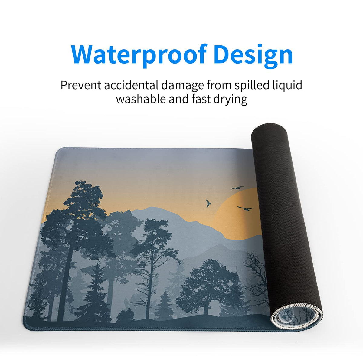 Mountain Gaming Mouse Pad 31.5x11.8 Inch Forest Large Mousepad Extended Grey Mousepad Gaming