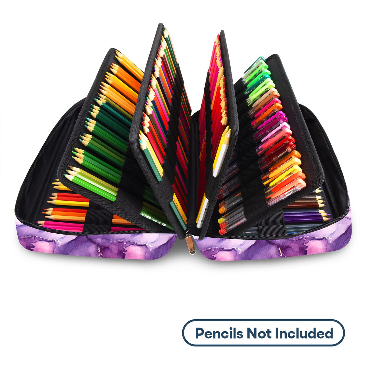 YOUSHARES 300 Slots Colored Pencil Bag - Handy Large Capacity Oxford Multi-Layer Zipper Pencil Bag