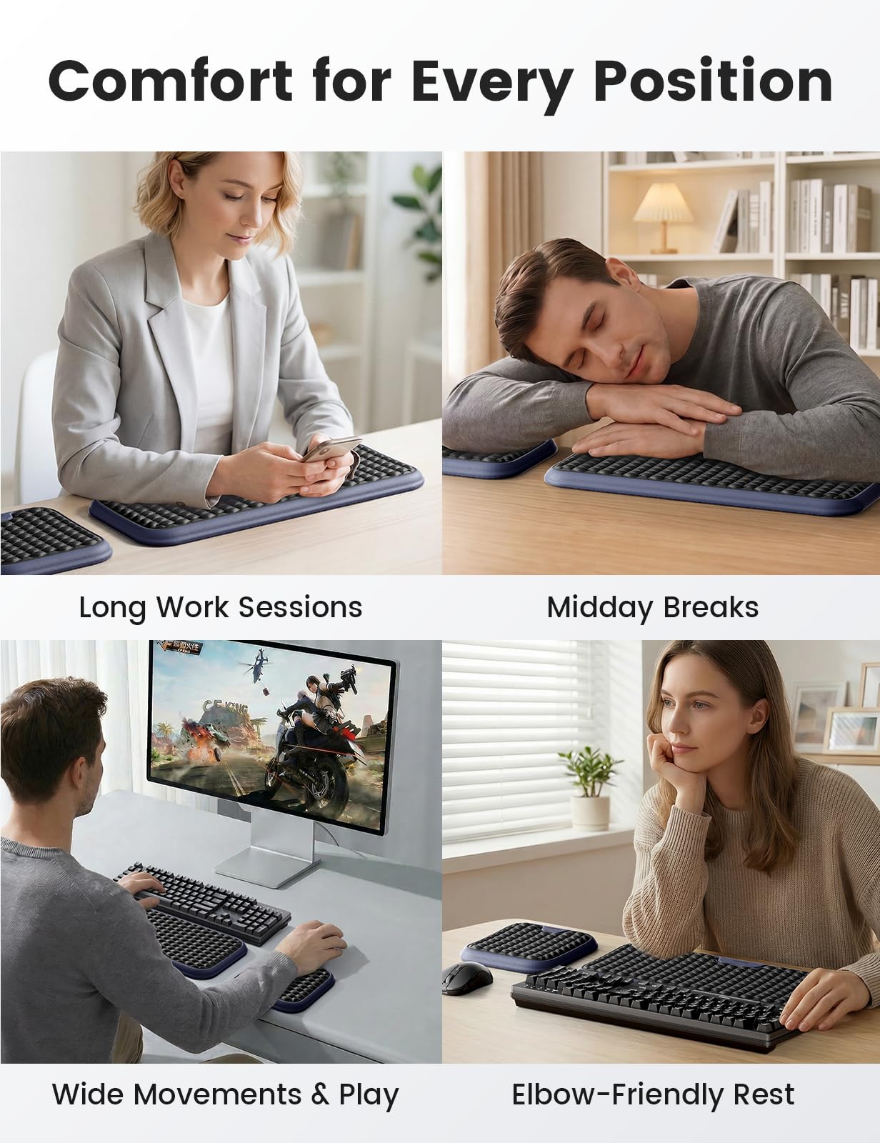 Vaydeer Extra Large Wide Wrist Rest Set for Keyboard and Mouse, Computer Ergonomic Wrist Support