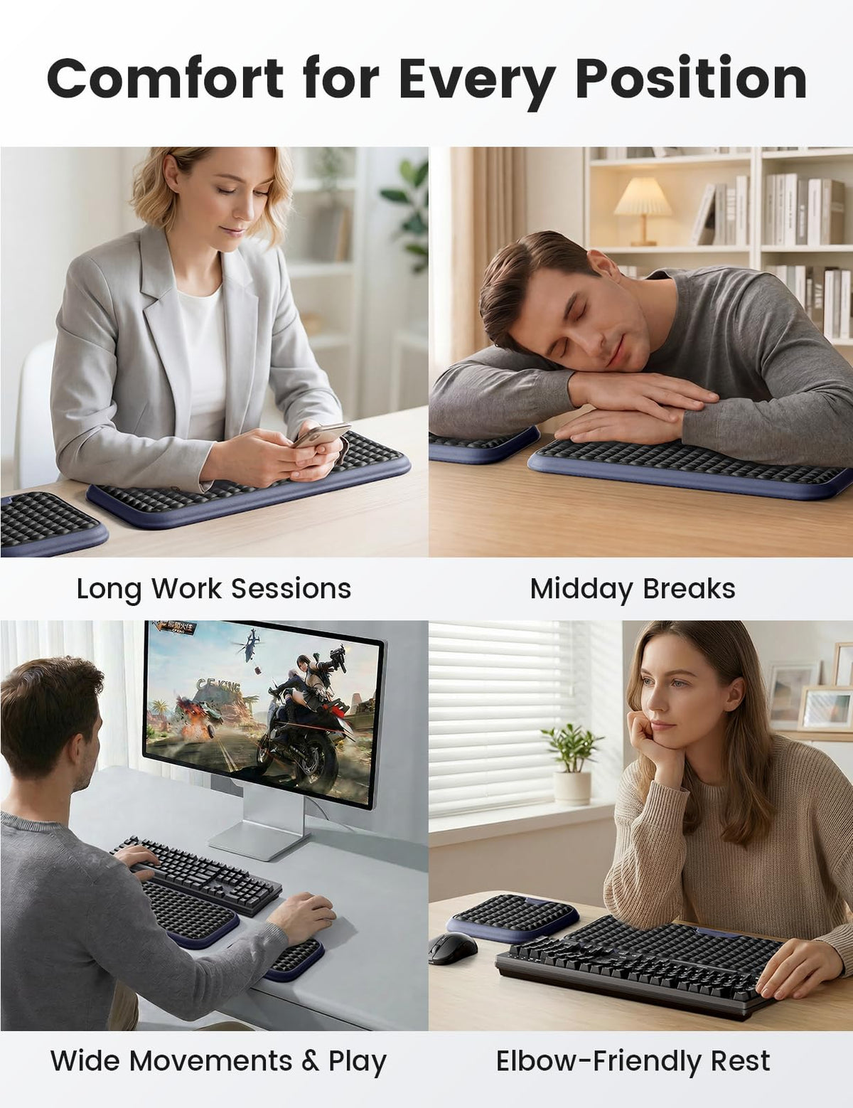 Vaydeer Extra Large Wide Wrist Rest Set for Keyboard and Mouse, Computer Ergonomic Wrist Support