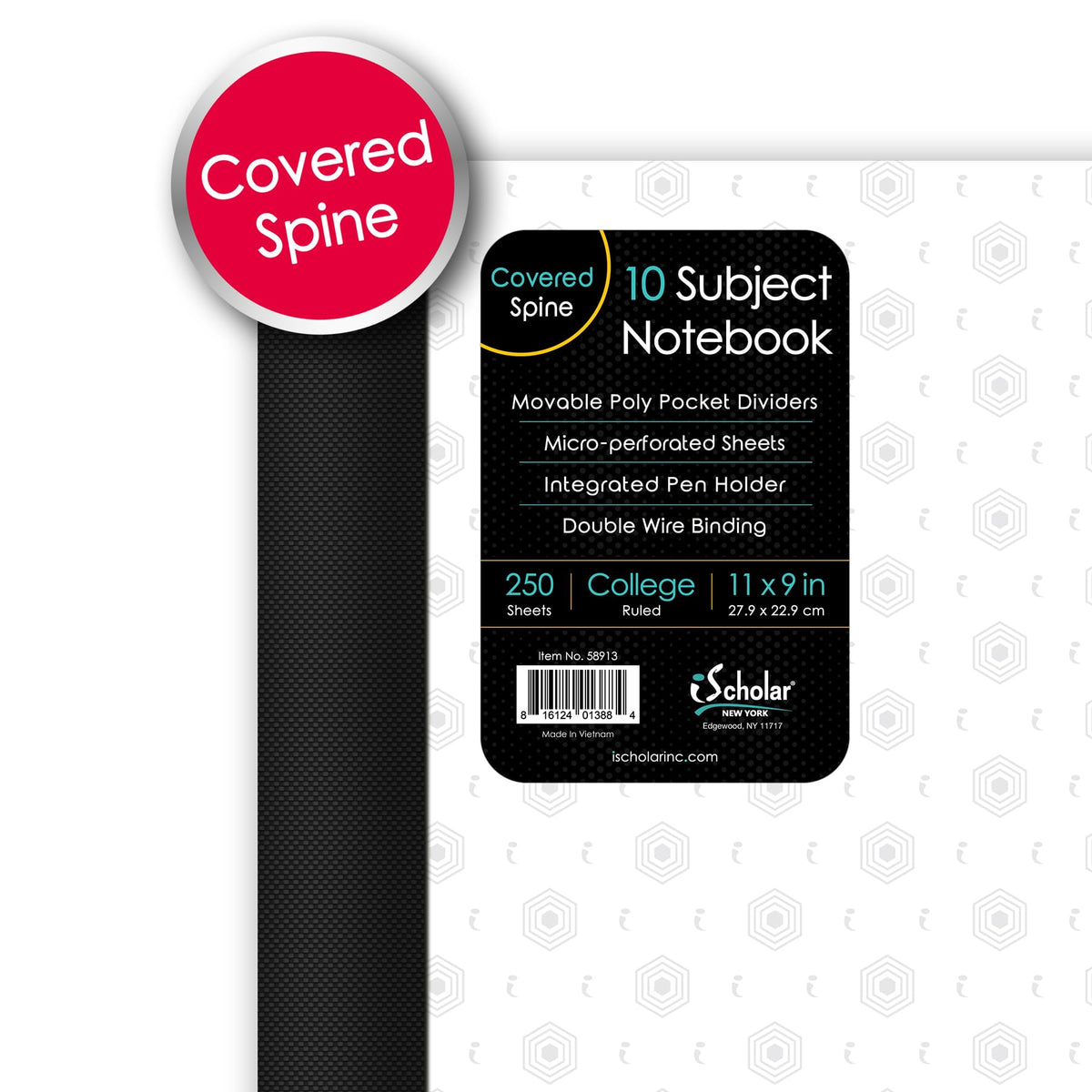 iScholar iQ Poly Fashion Cover 10 Subject Notebook, College Ruled, 11" x 8.5", 250 Sheets, Designs