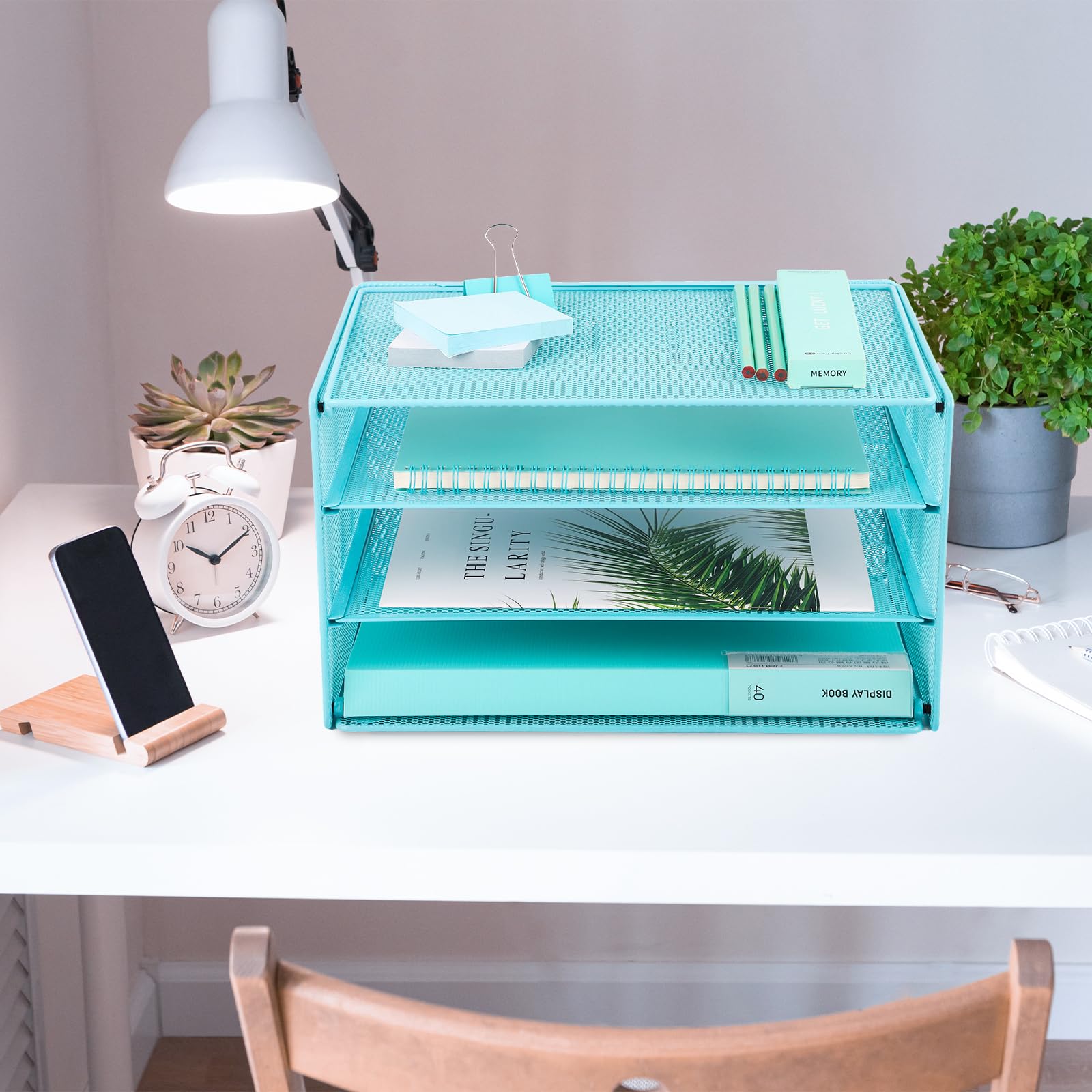 EASEPRES Paper Organizer Tray, 3 Tier Mesh Desk File Organizer Letter Sorter Holder for Home