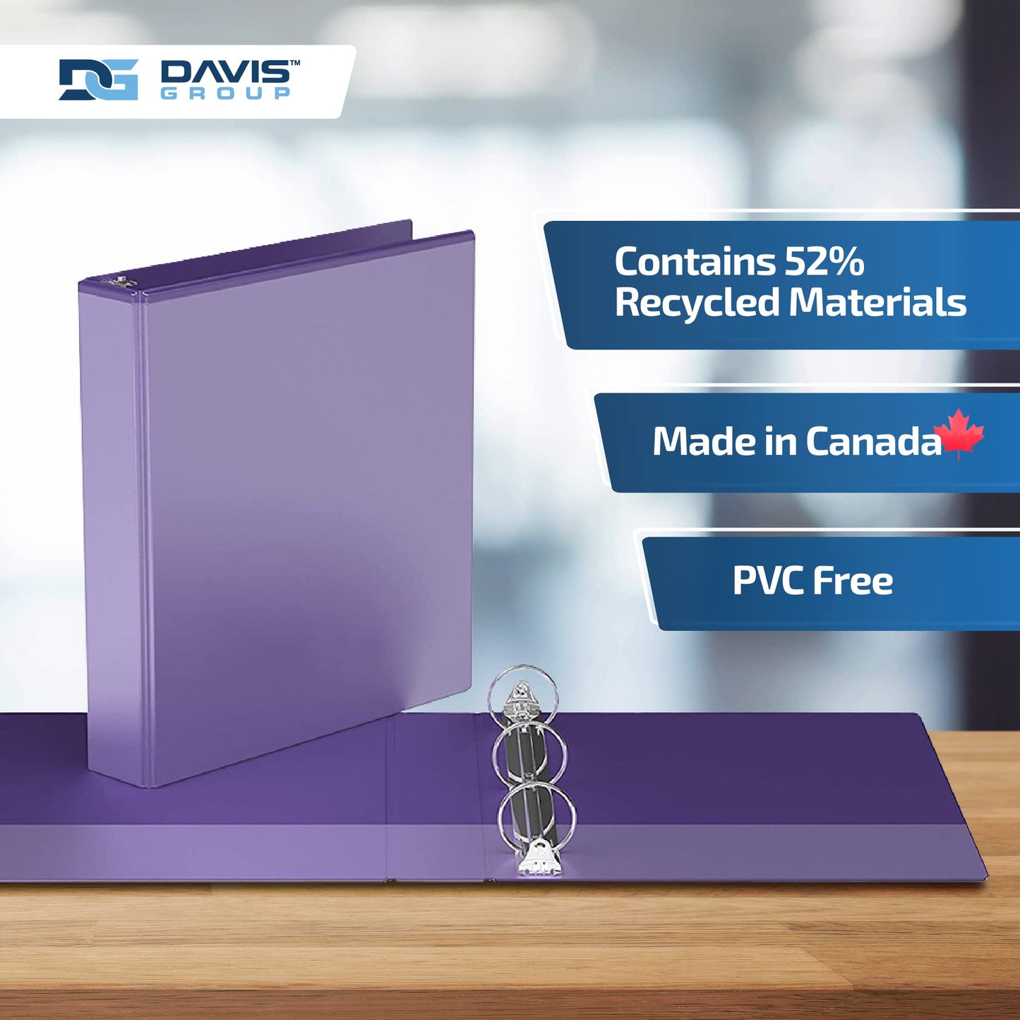Easyview 3-Ring Binder, Clear-View Cover, 1.5" Round Rings, Purple, 6 Pack