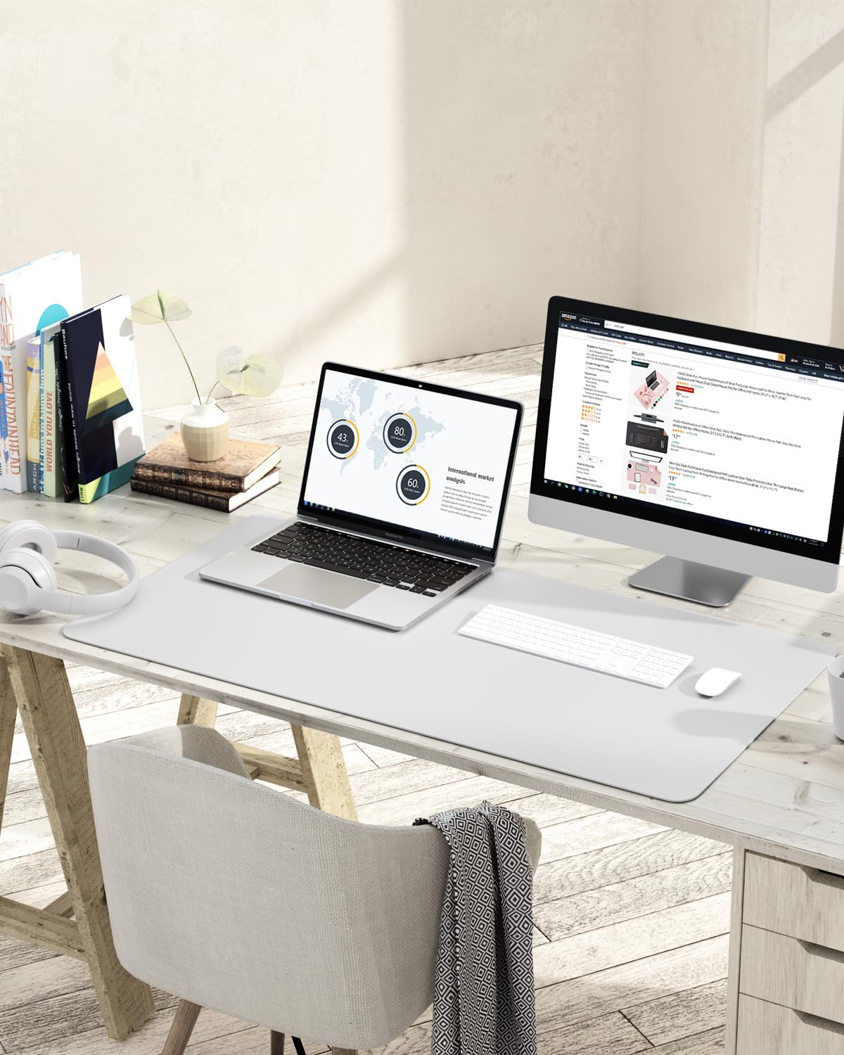 YSAGi Non-Slip Leather Desk Pad L Size, Waterproof Laptop Computer Desk Keyboard Mat, Table