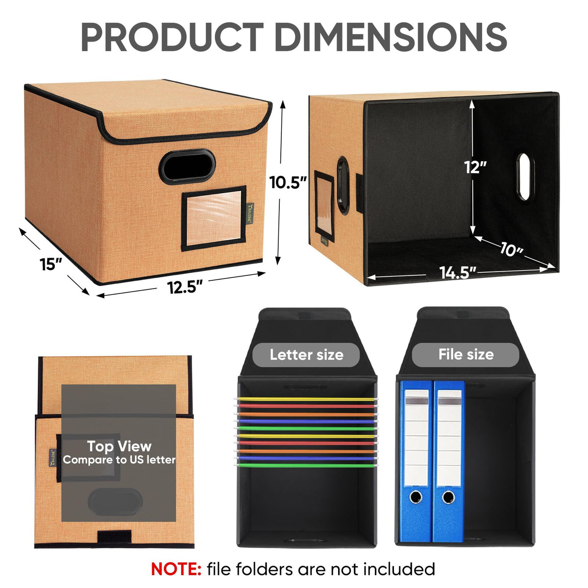 BALEINE File Organizer Box with Lid, Collapsible Hanging File Storage Box