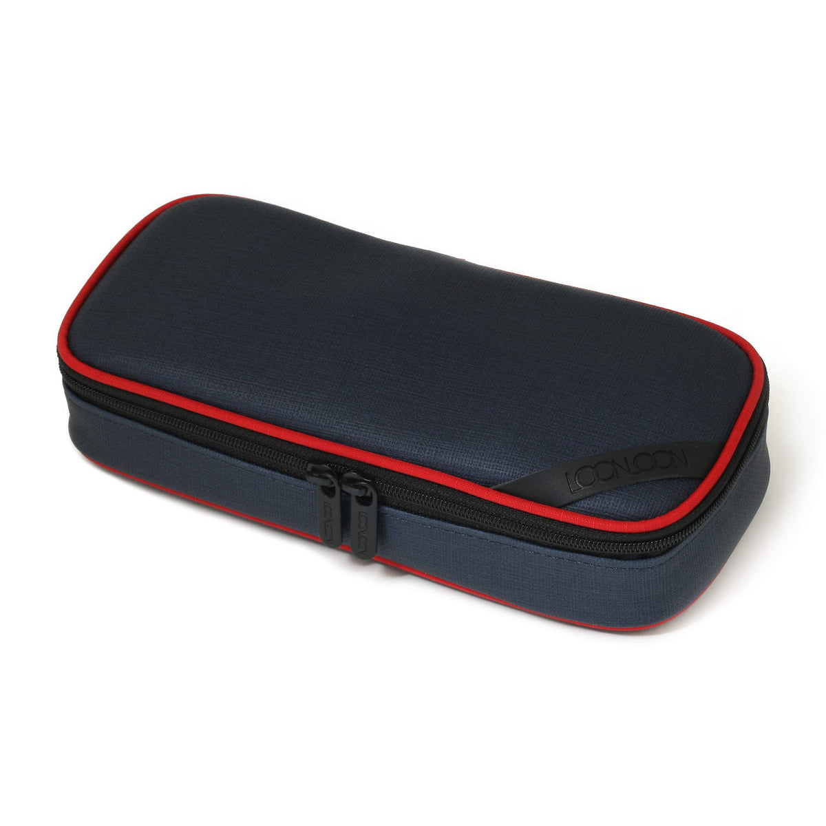 LOONLOON 660 Rainy PU Leather Pencil Case, Two-Tier Pen Pouch, Navy Blue