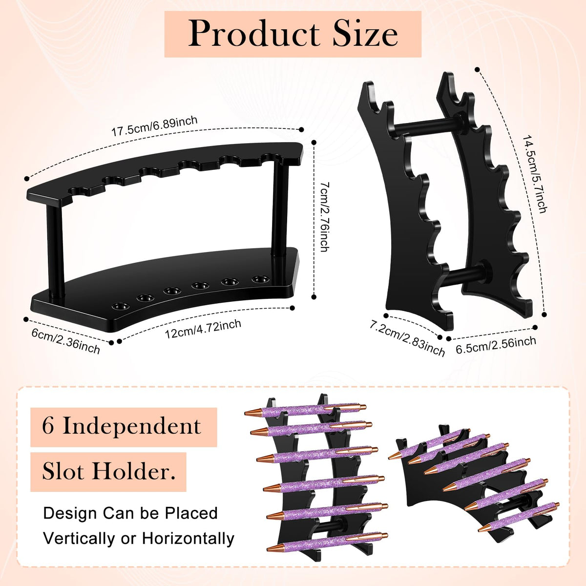 Lincia 10 Pack Pen Display Stand, 6 Slots Plastic Pen Holder, Black