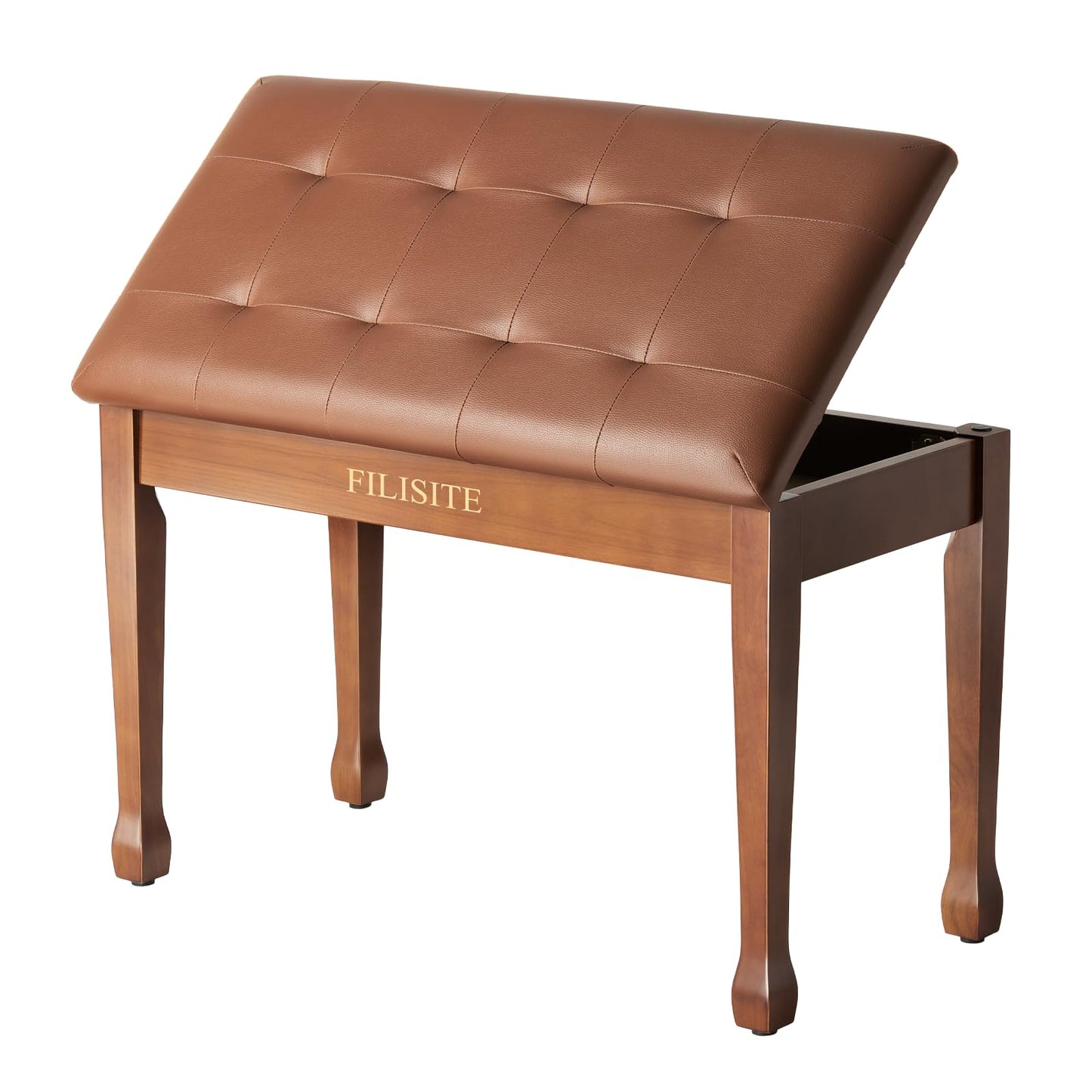 FILISITE Duet Piano Bench with Storage, Wooden Piano Stool with Waterproof Padded Cushion, Bench