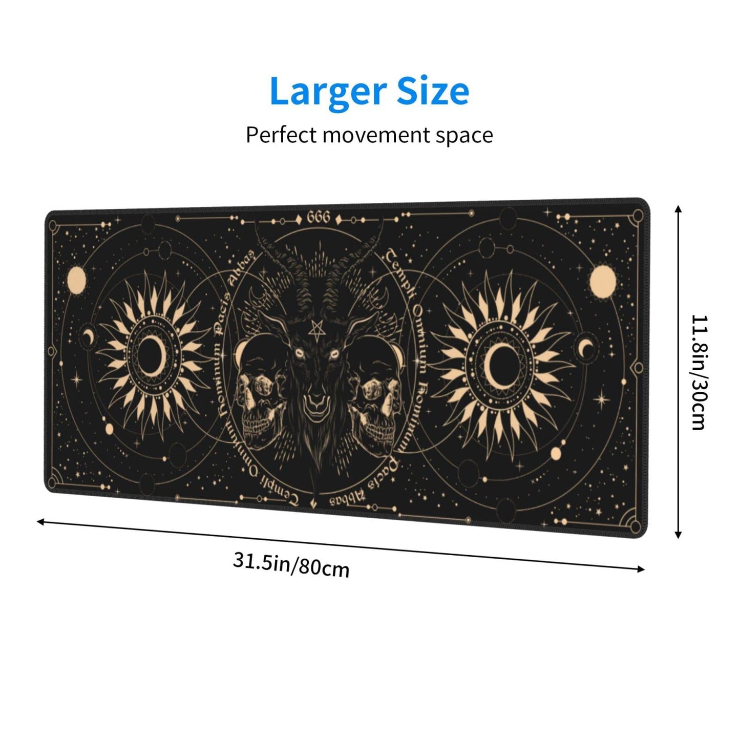 Sun and Moon Gothic Skull Goat Mouse Pad Extended Large Gaming Mouse Pad XL Oversized Desk Pad