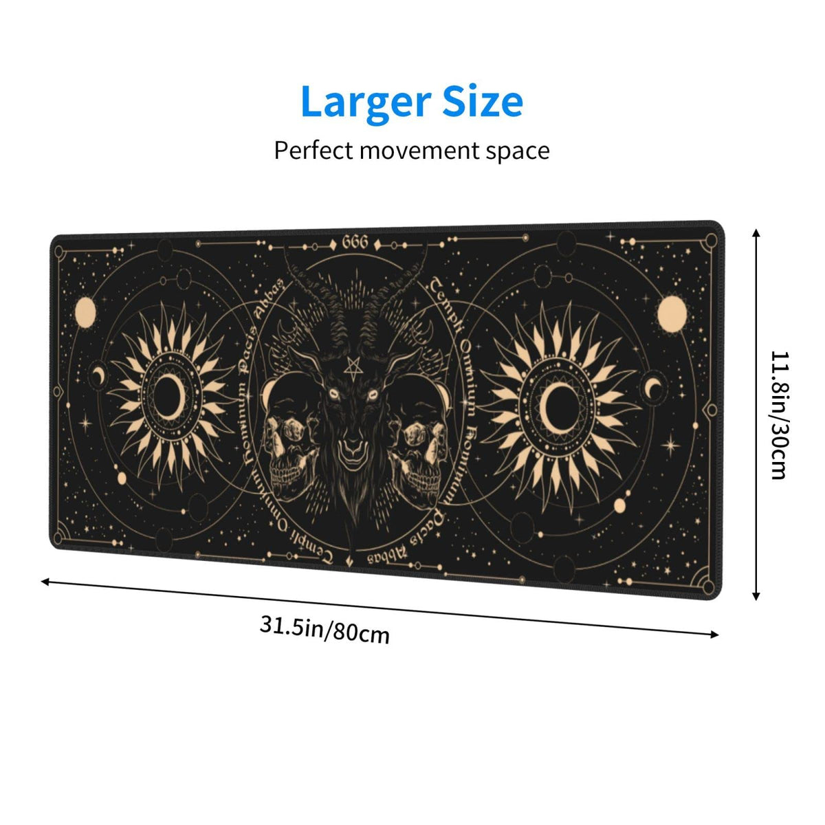 Sun and Moon Gothic Skull Goat Mouse Pad Extended Large Gaming Mouse Pad XL Oversized Desk Pad