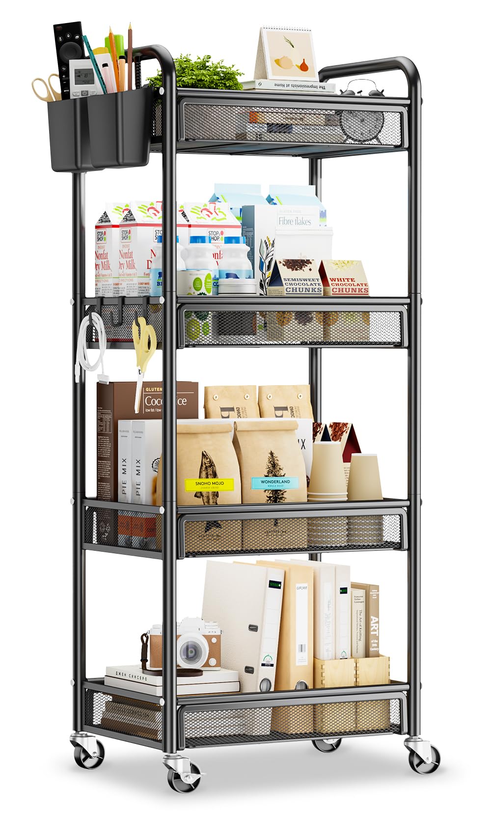YASONIC 4 Tier Rolling Cart – Rolling Storage Cart with Wheels