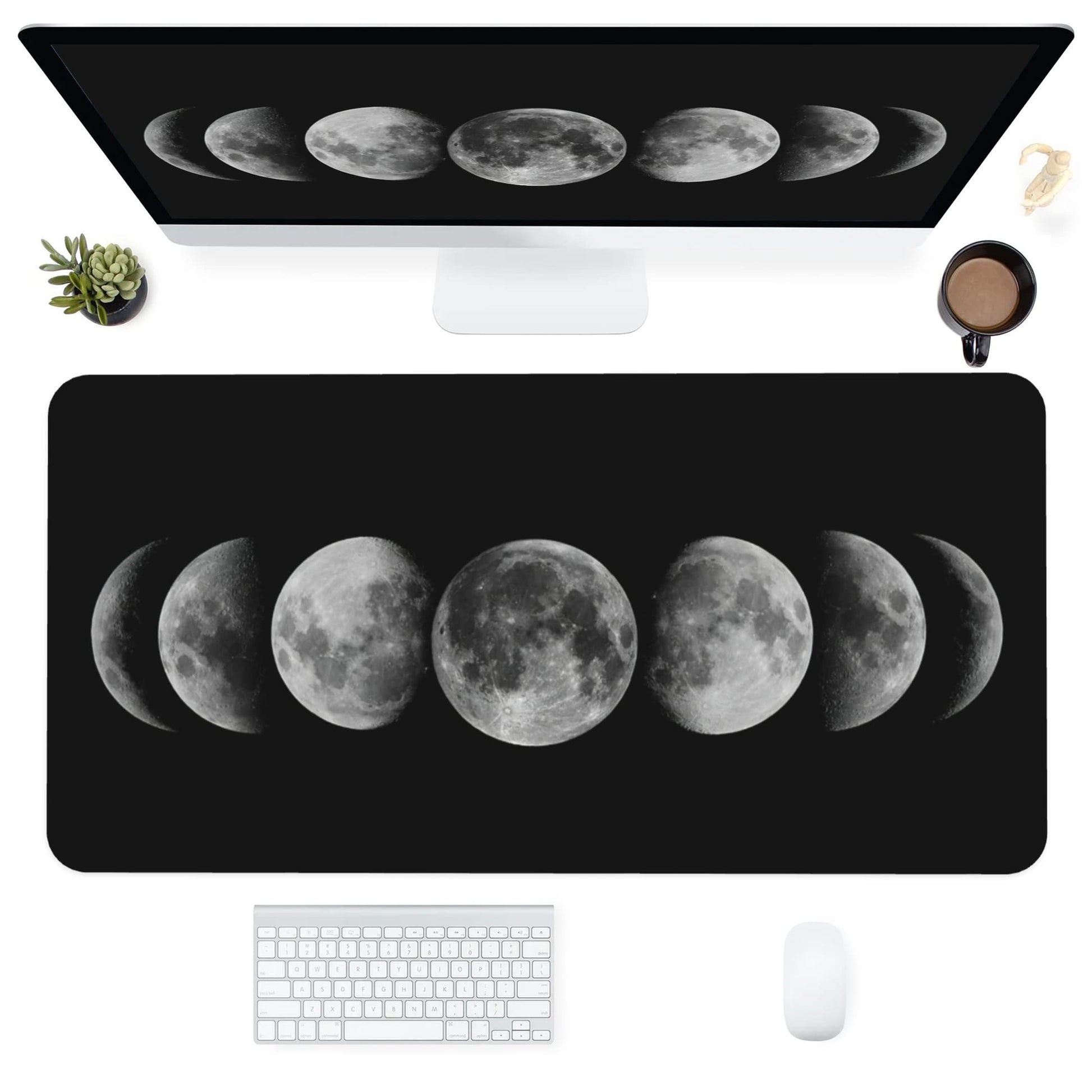 Desk Mat,Celestial Moon Phases Extended Gaming Mouse Pad for Office Work & Game,Computer Keyboard